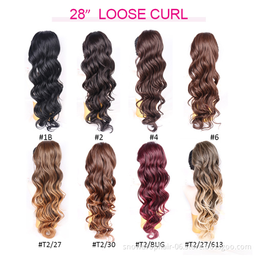 Wholesale 613 Water Wave Ponytail Hair Extension For Black Women Long Curly Hair Loose Wave Ombre DrawString Ponytail Straight